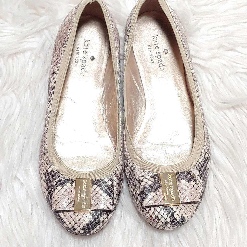 Kate Spade Snakeskin Bow Ballet Flat